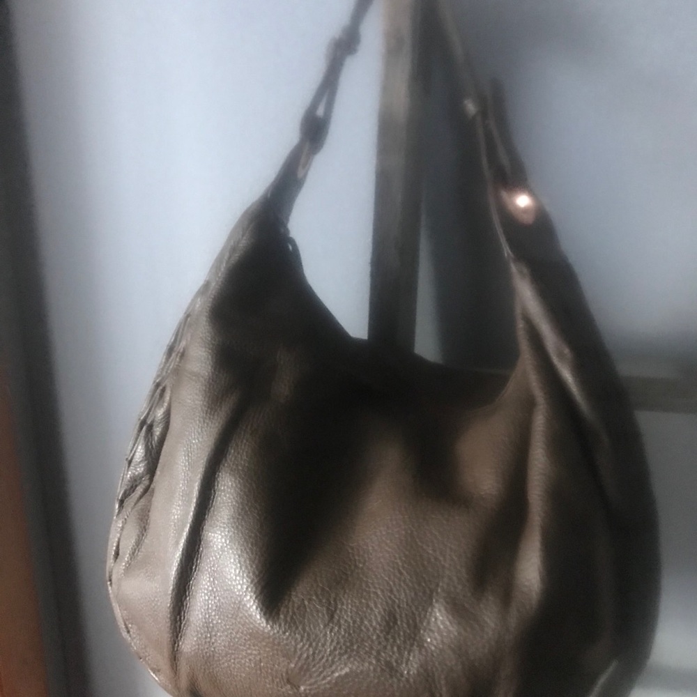 Goldenblue brown leather and rose gold hobo bag